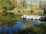 Pond and boat in summer